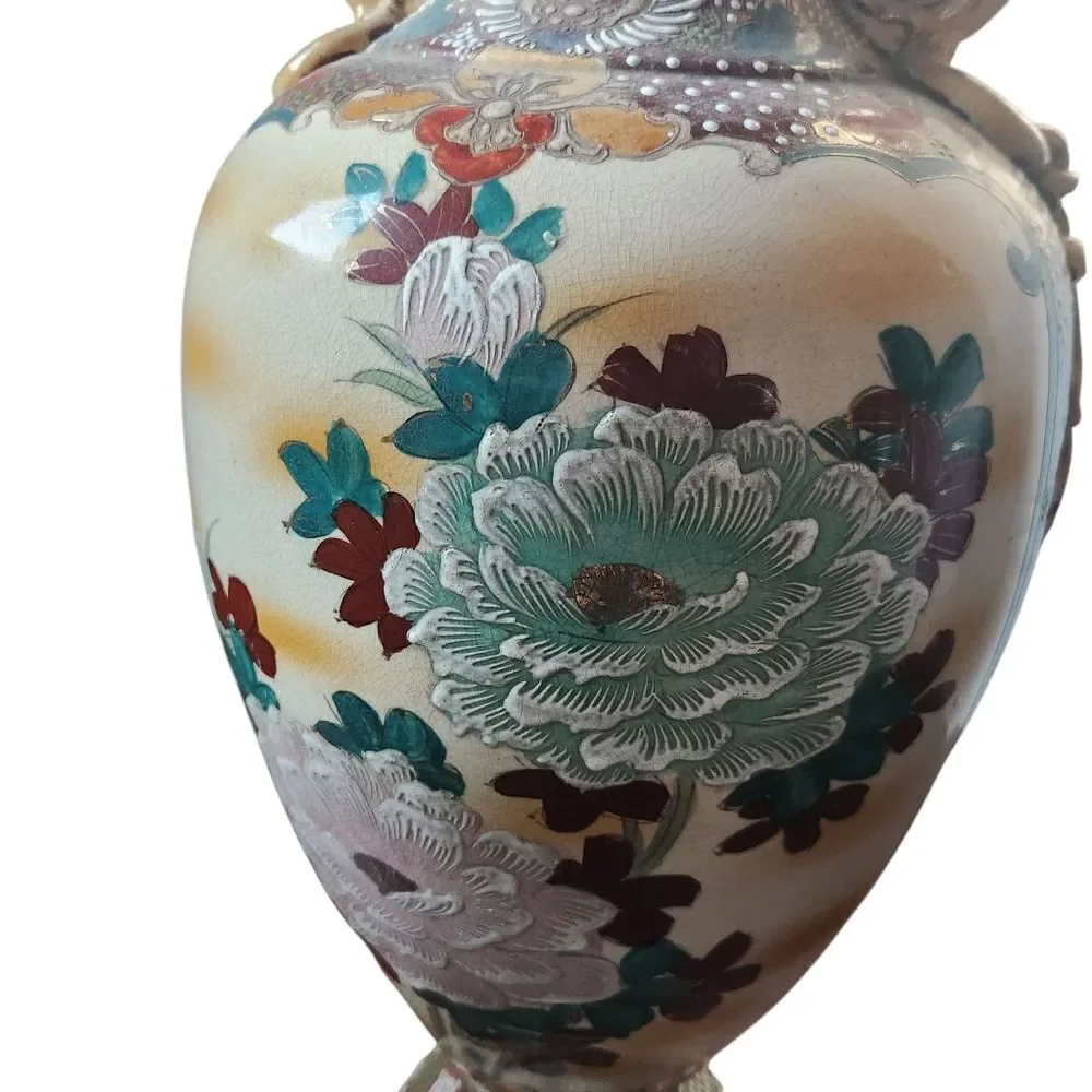 Chinese Vase Famille Rose 24 Inches Floral Human Figure Hand Painted 19th Cent.